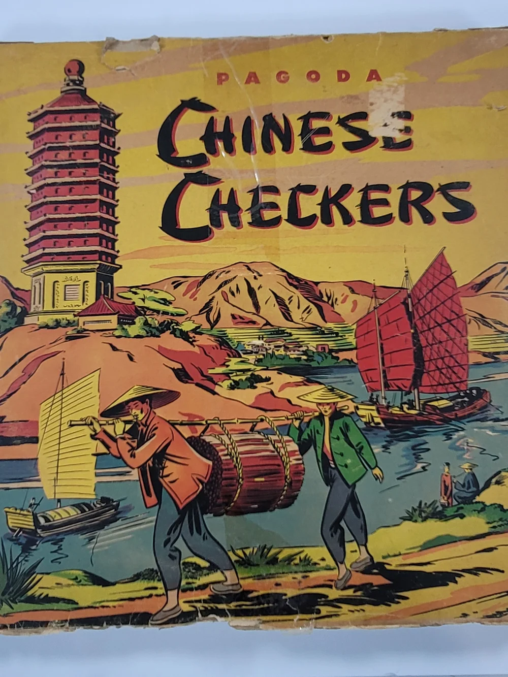 Vintage Pagoda Chinese Checkers Game In Original Box Ranger Steel No. 650